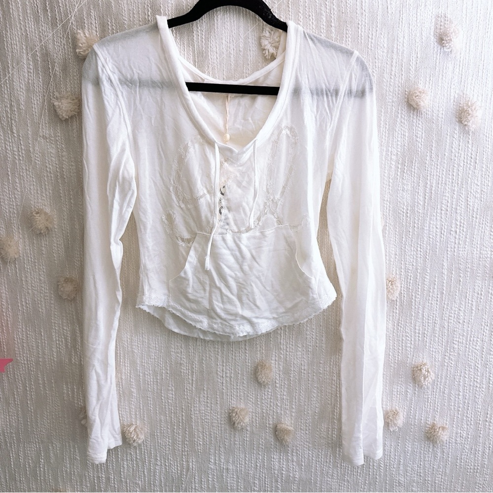 GLOWNY Chic White Women's V-Neck Top Hoodie
